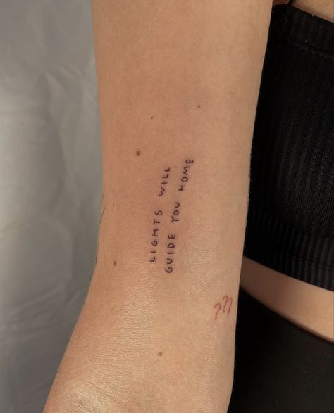 Mini Tattoos Quotes, Here I Am Tattoo, Know It's For The Better Tattoo, Song Name Tattoo, Somewhere Only We Know Tattoo, Aesthetic Patchwork Tattoo, Call Your Mom Tattoo, Viva La Vida Tattoo, See The Good Tattoo