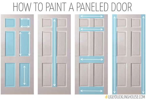 How to paint a paneled door 6 Panel Front Door, Six Panel Door, Diy Shows, Door Diy, Real Estat, Panel Door, Ugly Duckling, House Remodel, Diy Door