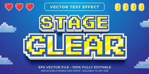 Editable text effect - video game pixel ... | Premium Vector #Freepik #vector #text-template #style #game-text #3d-typography Pixel Text, Recruitment Themes, Video Style, Up Theme, Game Themes, Web Inspiration, Text Effect, Retro Logo, Text Style