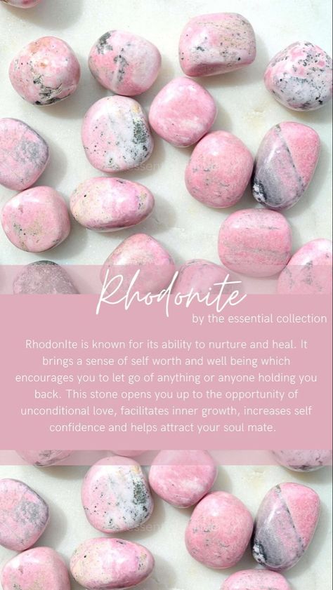 Rhodonite Crystal Meaning, Crystals And Stones For Beginners, Crystals Rhodonite, Rhodonite Crystal, Crystal Healing Chart, Tumbled Crystals, Crystal Vibes, Crystal Aesthetic, Crystal Guide