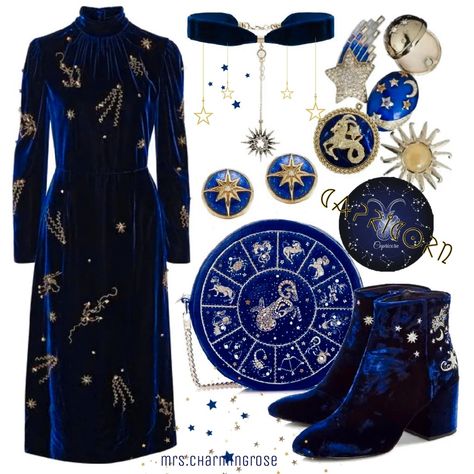 Astronomy Academia, Children Of Hecate, Cosmic Outfit, Celestial Bathroom, Cosmic Core, Outfits Whimsigoth, Written In The Stars Wedding, Hazbin Hotel Human, Blue Goth