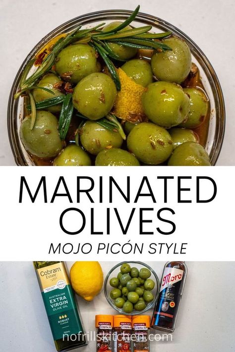 These mojo picón Spanish marinated olives are an excellent appetiser option and are super quick and easy to make! Spanish Marinated Olives, Warm Marinated Olives, Spiced Olives, Marinated Olives Recipe, European Picnic, Easy Christmas Dinner Recipes, Party Appetizers Christmas, Egg Salad Recipe Easy, Castelvetrano Olives