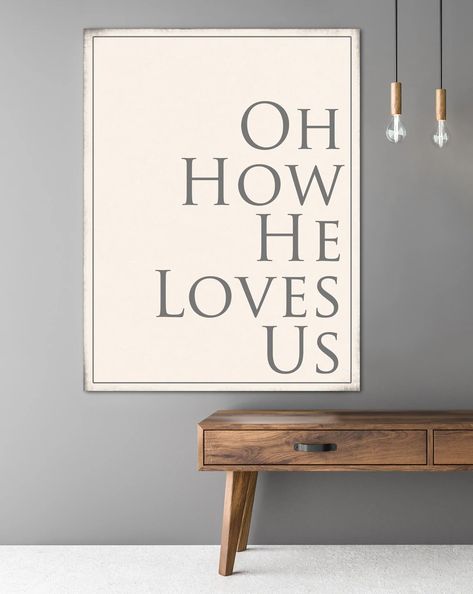 How He Loves Us Christian Wall Art - Scripture Wall Decor – Walls of Wisdom Bible Verse For Home Entrance, Church Renovation Ideas, Church Interior Design Sanctuary, Church Entryway Decor, Church Foyer Ideas Lobbies, Church Prayer Room, Pastor Office, Church Wall Decor, Church Entrance