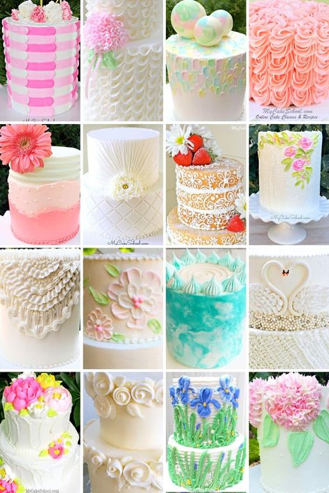 Pastel, Buttercream Designs Frosting Techniques, Creative Buttercream Cakes, Buttercream Cake Designs Birthday, Buttercream Cake Decorating Ideas, Icing Cake Designs, Cake Borders Designs, Butter Icing Cake Designs, Buttercream Cake Design