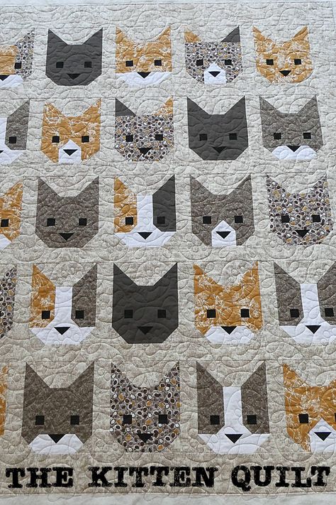 My kitten quilt. This is a cute design by Elizabeth Hartman which showcases the colourings of our cats. Such a cute project to make Kitten Quilt, Elizabeth Hartman Quilts, Fox Quilt, Cat Quilts, Forest Quilt, Quilt Stories, Elizabeth Hartman, Light Quilt, Quilt In A Day