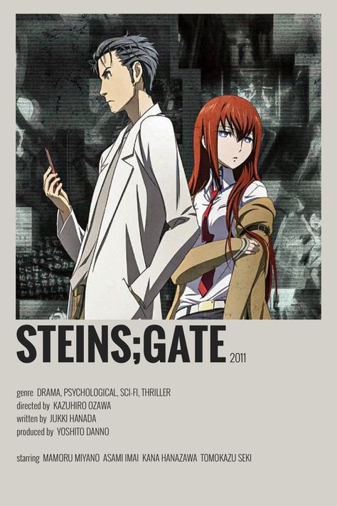 Steins Gate Poster, Stein Gate, Steins Gate 0, Minimalist Anime, Anime Minimalist Poster, Steins Gate, Anime List, Animes To Watch, Poster Anime