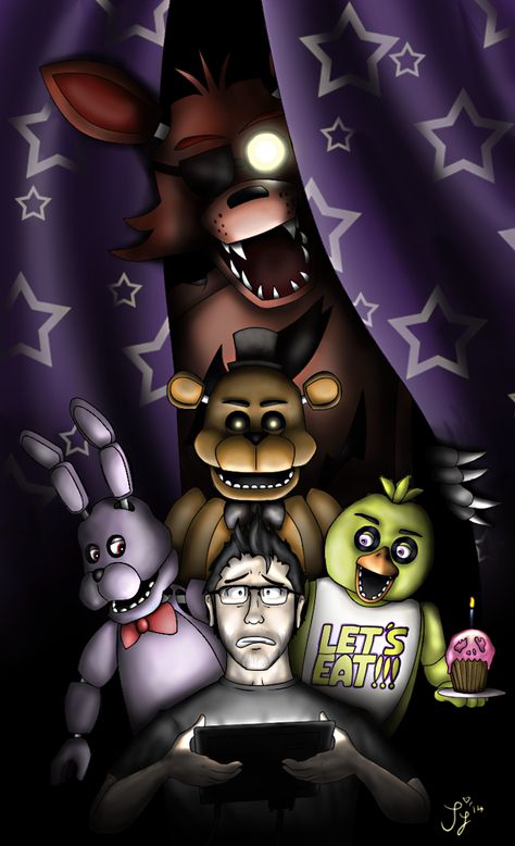 Five Nights at Freddy's - Markiplier by InvaderSaph.deviantart.com on @deviantART Markiplier Fnaf, Fnaf 2, Jack And Mark, Scary Games, Favorite Youtubers, Musica Rock, Fnaf Memes, Sister Location, Freddy Fazbear