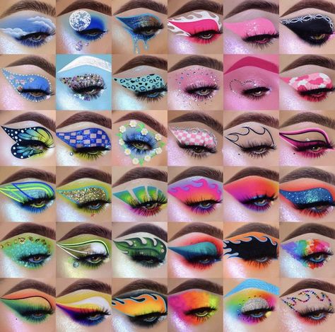 Cute Makeup Designs, Make Up Looks Crazy, Amazing Makeup Looks, Crazy Eye Makeup Creative, Makeup Ideas Colorful Creative, Fun Makeup Ideas Easy, Make Up Ideas Creative, Makeup Ideas Crazy, Makeup Looks Crazy