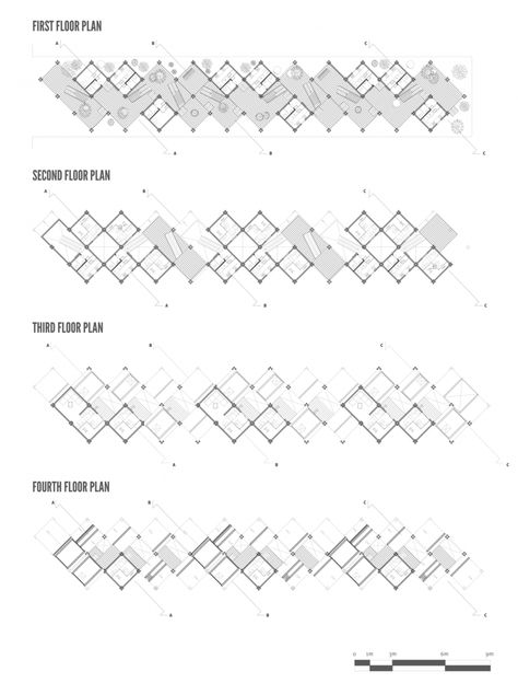 Student Housing from República Portátil to Foster Stronger Community Ties Modular Architecture Plan, Collective Housing Plan, Foldable Architecture, Hostel Design Plan, Module Architecture, Social Housing Architecture, Modular Floor Plans, Cluster House, Module Design