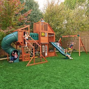 Wall Ladder, Backyard Kids, Cafe Window, Play Structures, Playground Ideas, Cedar Lumber, Wooden Playset, Playset Outdoor, Playhouse Outdoor