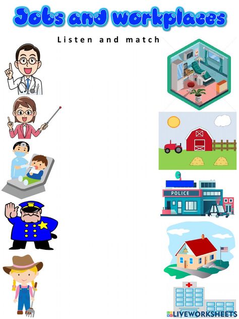 Jobs and Workplaces interactive activity Preschoolers Activities, Community Helpers Preschool Activities, Helper Jobs, Rainbow Drawing, Community Helpers Preschool, Blends Worksheets, Homeschool Kindergarten, Educational Activities For Kids, Community Helpers