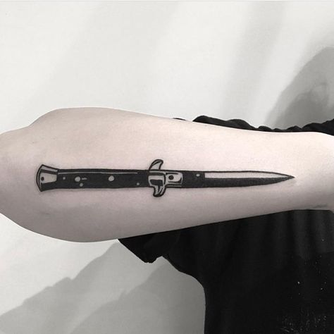 Switch Blade Tattoo, Switchblade Tattoo, Blade Tattoo, Knife Tattoo, Fire Tattoo, Dagger Tattoo, Space Black, Black Tattoo, Black Ink Tattoos