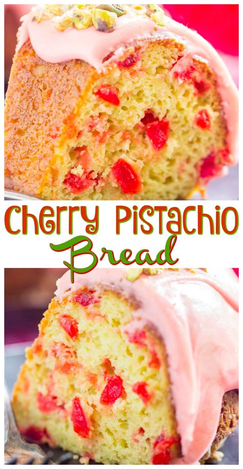 Cherry Glaze Recipe, Pistachio Bread Recipe, No Bake Cherry Pie, Cherry Bundt Cake, Cherry Bread Recipe, Maraschino Cherries Recipes, Smoothie Raspberry, Apple Cocktails, Pistachio Bread