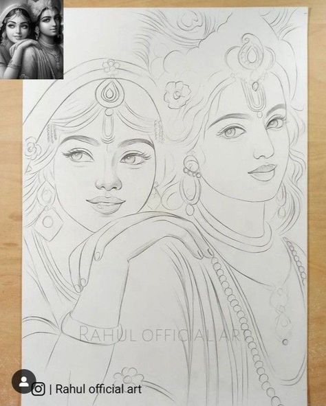 Drawing Radha Krishna Pencil, Pencil Art Drawings Radha Krishna, Radha Krishna Face Drawing, Art Sketches Krishna, Radha Krishna Craft, How To Draw Radha Krishna, Krishna Sketch Aesthetic, Photos For Sketching, Radha Krishn Drawings