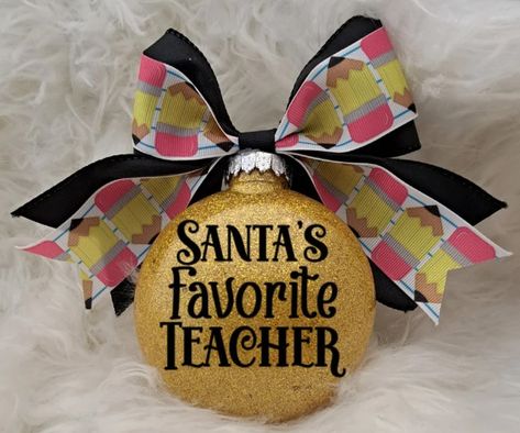 Teacher Christmas Ornament, Personalized Teacher Ornament, Favorite Teacher Ornament, Custom, Personalized Ornament, Gift for Teacher, Gift - Etsy Teacher Gifts For Christmas Diy, Teacher Ornaments Diy, Ornaments For Teachers, Vinyl Christmas Ornaments, Cricut Ornaments, Cute Ornaments, Teacher Ornaments, Gold Ornament, Unique Christmas Ornaments