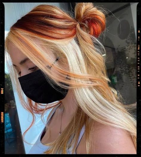 https://encrypted-tbn0.gstatic.com/images?q=tbn:ANd9GcT1NpotAGI6n3mxSh5hWj2m5pMdfKUpuOfTXg&usqp=CAU Split Dyed Hair, Red Blonde Hair, Hair Dressing, Strawberry Blonde Hair Color, Peekaboo Hair, Ginger Hair Color, Dyed Hair Inspiration, Strawberry Blonde Hair, Light Hair Color