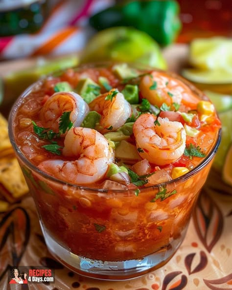 Mexican Shrimp Cocktail Mexican Shrimp Cocktail Recipe, Shrimp Cocktail Recipe, Sea Food Salad, Shrimp Meals, Shrimp Cocktail Sauce, Mexican Shrimp Cocktail, Sweet Potato Cheesecake, Cocktail Shrimp Recipes, Mexican Shrimp