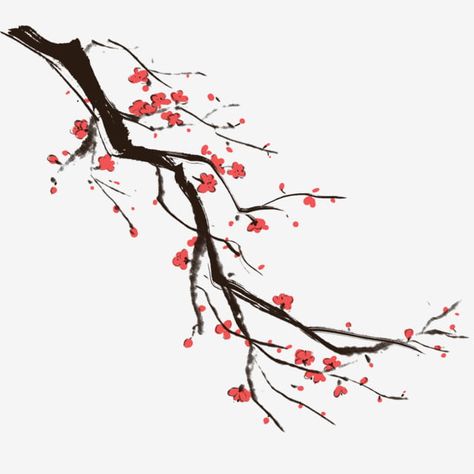 illustration,plant,flower tree,flower,red plum,plum blossom,flower branch,ink,traditional chinese painting,flower clipart,plant clipart,chinese clipart Japanese Plum Tree, Plum Blossom Painting, Chinese Clipart, Tree Branch Tattoo, Branch Illustration, Chinese Painting Flowers, Chinese Plants, Blossom Tree Tattoo, Japanese Flower Tattoo