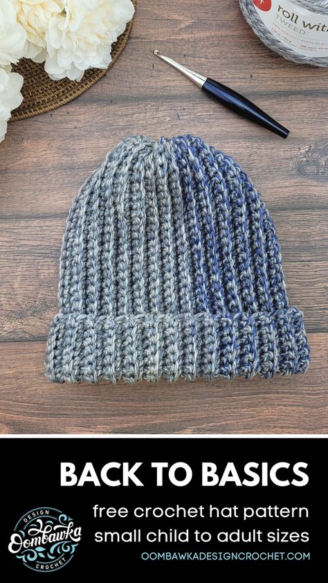 Basic Crochet Hat, Crochet Headwear, Beanie Pattern Free, Crochet Mens Hat, Crochet Beanie Pattern Free, Ribbed Hat, Ribbed Crochet, Crochet Unique, Easy Crochet Hat