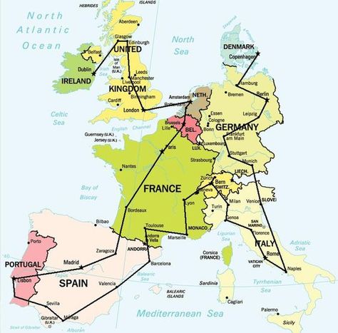 Backpacking Europe, Backpack Through Europe, Train Map, Europe Train, European Trip, Europe Trip Itinerary, Europe Itineraries, Au Pair, Travel Route