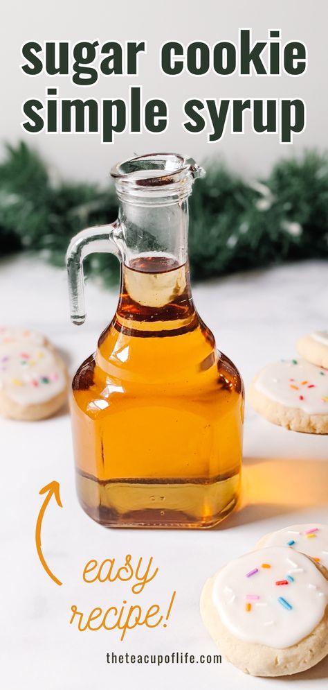 Flavored Simple Syrup Recipe For Coffee, Sugar Cookie Syrup, Diy Syrup, Diy Sugar Cookies, Homemade Coffee Syrup, Healthy Sugar Cookies, Simple Sugar Syrup, Simple Syrups, Homemade Sugar Cookies