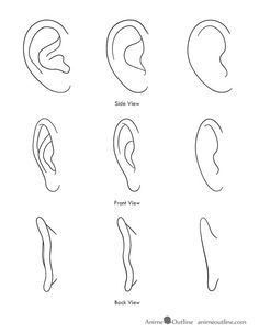 Manga Ears, Anime Nose, Facial Expressions Drawing, People Cartoon, How To Draw Ears, Cartoon Ears, How To Draw Anime, Graffiti Text, Ear Art