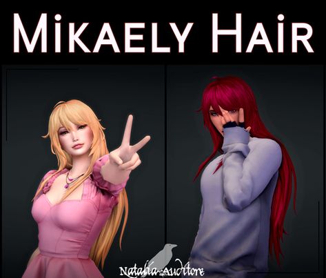 Mikaely hair | Natalia-Auditore Maxis Match Long Hair, Long Messy Hair, Sims 4 Maxis Match, Sims Inspiration, Cc Sims4, Cc Hair, Sims Packs, Sims 4 Anime, Pelo Sims