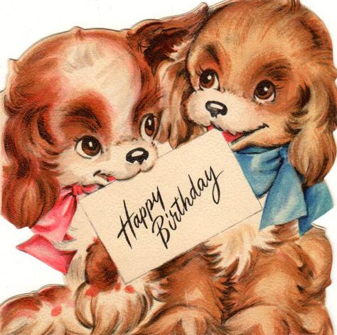 Happy Birthday Verses, Happy Birthday Puppy, Nice Birthday Messages, Happy Birthday Wishes Pics, Birthday Wishes Pics, Happy Birthday Vintage, Happy Birthday Greetings Friends, Postcard Vintage, Dog Birthday Card