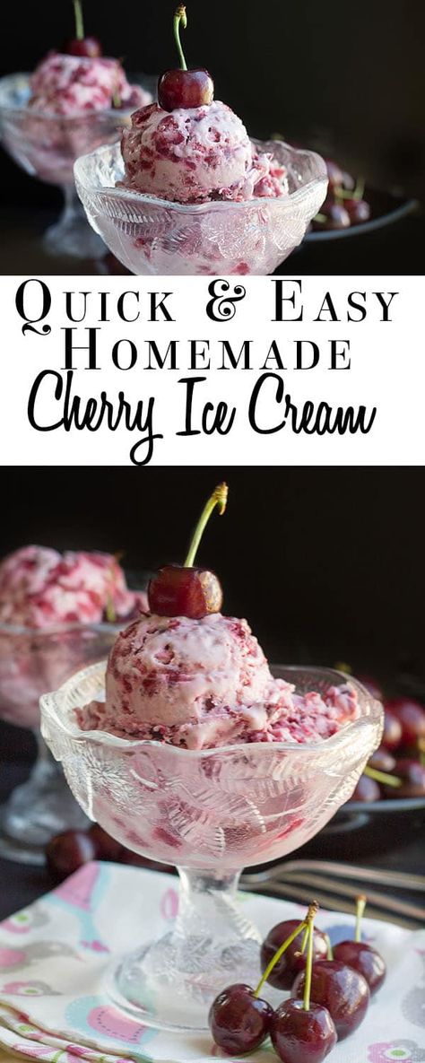 Quick & Easy Homemade Cherry Ice Cream - Erren's Kitchen Homemade Cherry Ice Cream, Cherry Ice Cream Recipe, Cherry Ice Cream, Homemade Ice Cream Recipes, Frozen Cherries, Cherry Recipes, Ice Cream Popsicles, Ice Cream Treats, Cream Desserts