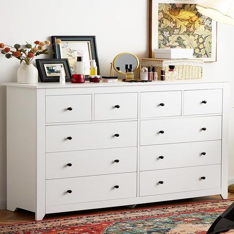 Amazon.com: EnHomee White Dresser, Dresser for Bedroom with 10 Drawers Wood Dresser with Smooth Metal Rail, Large Dressers & Chests of Drawers Wide Dresser, White 52.2W*15.8" D*35.8" H : Home & Kitchen Large Dressers, Contemporary Dresser, Dresser Tv Stand, Large Dresser, Long Dresser, Black Dressers, Wide Dresser, Dresser For Bedroom, Tall Dresser