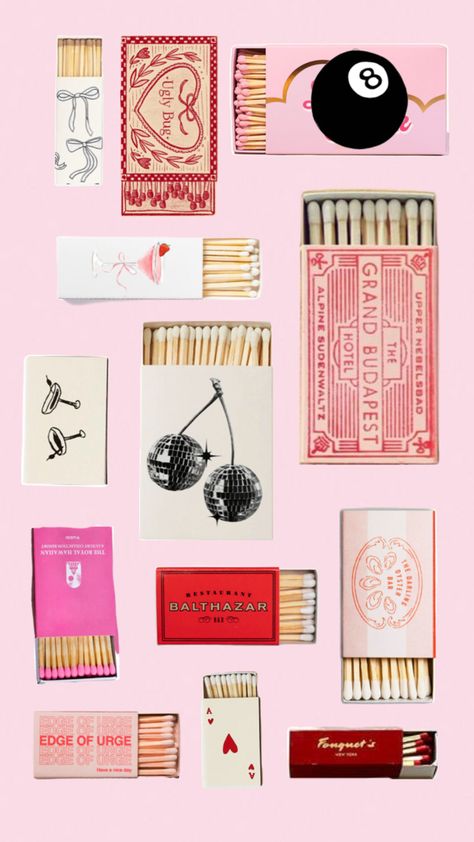 pink matchbox collage! Grand Budapest, Matchbox Art, Art Pink, Restaurant Bar, Art Inspo, Collage, Pink, Art