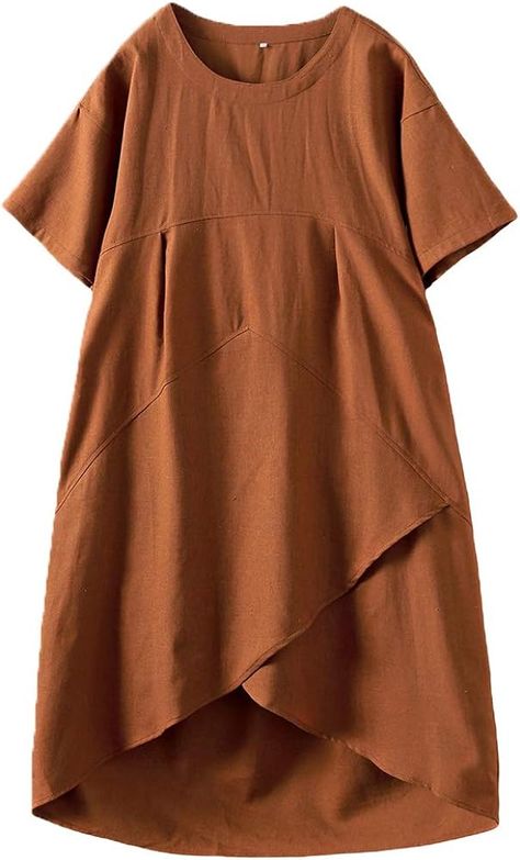 Tebreux Women's Linen Midi Dress Oversized Short Sleeve Sundress Baggy Tunic Dresses with Pockets Natural linen XL at Amazon Women’s Clothing store Plus Size Linen Dress, Plus Size Sundress, Baggy Dresses, Plus Size Linen, Tunic Dresses, Dresses With Pockets, Sundress Dress, Linen Midi Dress, Short Sleeve Tunic