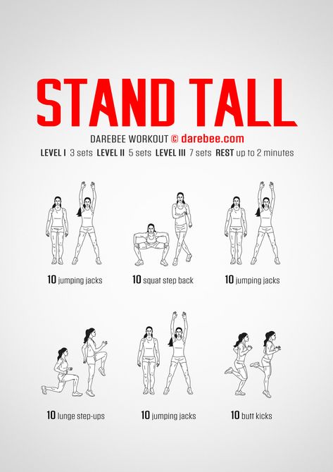 Stand Tall Workout Grow Taller Workout, Height Workout At Home, Stand Up Workout, How To Stand Straight, Tall Workout Grow Taller, Standing Workout No Equipment, Exercise For Tall Height, Standing Workouts At Home, Beginner Dumbell Workout