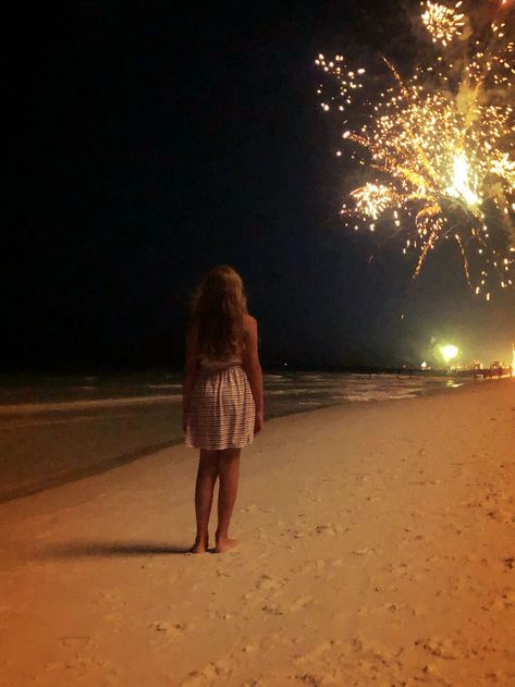 4th of July Beach Fireworks in Destin, Florida. Sparkler Photoshoot, Beach New Years, Beach Fireworks, 4th Of July Beach, July Vibes, Florida Party, July Aesthetic, Okaloosa Island, Seaside Florida