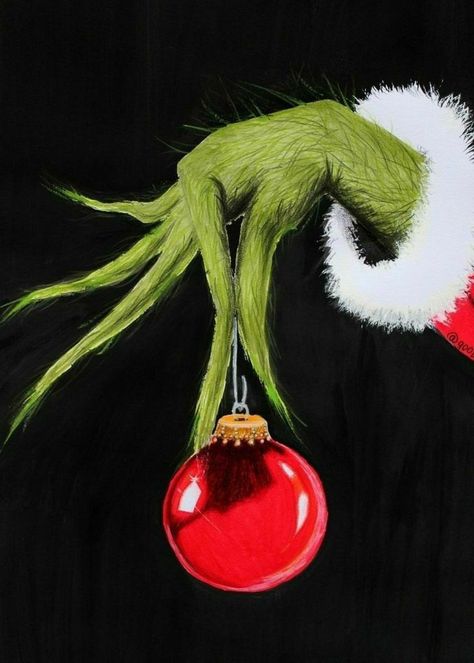 Christmas Drawings Grinch, The Grinch Fanart, Grinch Christmas Pictures, Grinch Acrylic Painting, Grinch Christmas Painting, Christmas Paint Ideas, Grinch Drawing Art, Grinch Painting Ideas, The Grinch Painting