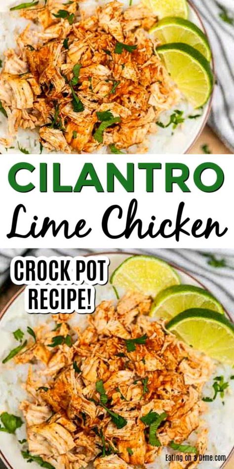 This Cilantro Lime Chicken Crockpot Recipe is packed with flavor! Slow cooker cilantro lime chicken is a meal the whole family will enjoy! Essen, Lime Chicken Recipes, Chicken Crockpot Recipes Easy, Cilantro Lime Chicken, Crockpot Dishes, Lime Chicken, Health Dinner Recipes, Dinner Recipes Crockpot, Crockpot Recipes Slow Cooker