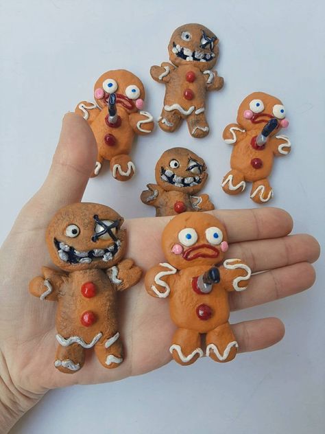 Krampus Killer Evil Gingerbread Man Kitchen Decor Refrigerator Fridge Magnets Set Evil Candyland, Man Kitchen Decor, Evil Gingerbread Man, Man Kitchen, Men Valentines, Scary Christmas, Handmade Gifts For Men, Creepy Decor, Creepy Christmas