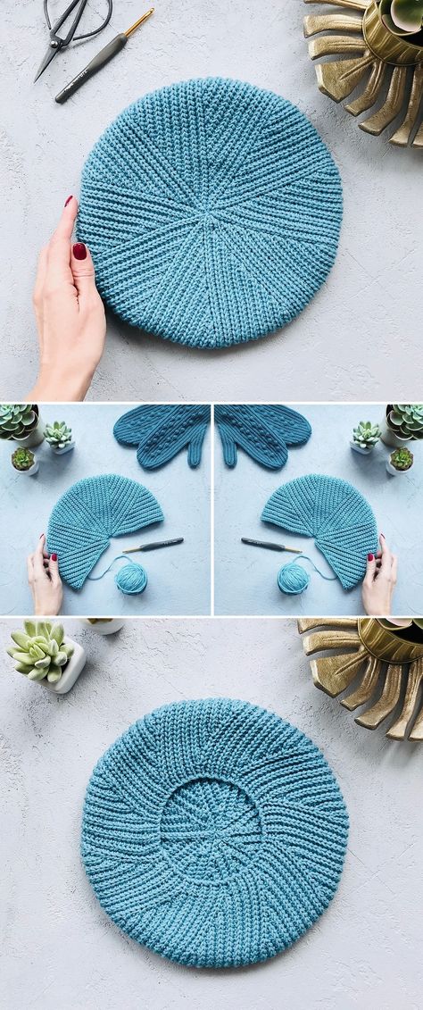 Learn how to crochet a beret hat. #crochetpattern #crochettutorial #crochetwinter Beret Hat Crochet Pattern, Crochet Beret Hat Pattern, Beret Tutorial, Crocheted Hat Patterns, Beret Hat Crochet, Crochet Pattern Diagram, Bonnet En Crochet, Beret Crochet Pattern, Crotchet Hat