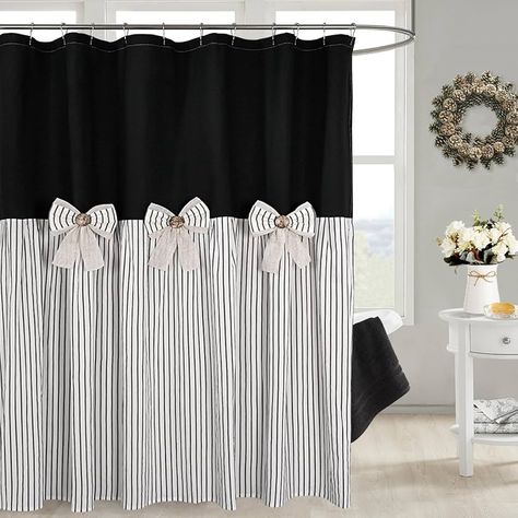 Luxurious Shower Curtain, Fancy Shower Curtain, Country Style Design, Black Shabby Chic, Striped Shower Curtain, Black And White Shower Curtain, Modern Shower Curtain, Black Shower Curtain, Elegant Shower Curtains