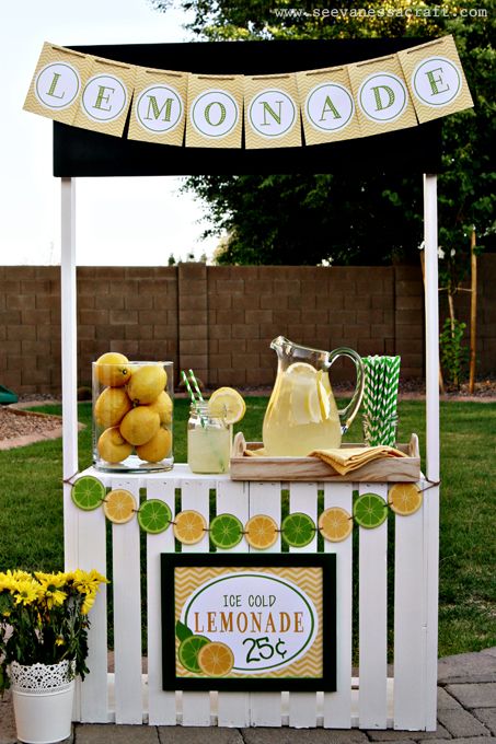 Kids Lemonade Stands, Diy Lemonade Stand, Kids Lemonade, Diy Lemonade, Lemonade Party, Lemonade Stand, Bake Sale, Decoration Table, Photography Props