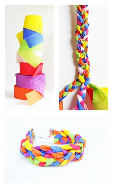 Design for Kids: Crepe Paper Bracelets Crepe Paper Crafts For Kids, Easy Paper Diy, Paper Bracelets, Crepe Design, Activity Printables, Crepe Paper Crafts, Made Bracelets, Paper Bracelet, Crepe Paper Streamers