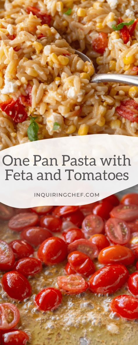 Orzo With Tomatoes And Feta, Cherry Tomato Orzo Recipes, Orzo And Cherry Tomatoes, One Pan Orzo Recipes, Baked Feta Orzo Pasta, Vegetable And Ricotta Baked Orzo, Baked Feta Orzo, Orzo Tomato Recipes, Orzo Feta Bake