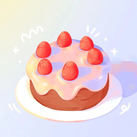 malin (@madebymalin) • Instagram photos and videos Cake Art Print, Desserts Drawing, Dessert Illustration, Cake Drawing, Kawaii Dessert, Cake Illustration, Procreate Illustration, Birthday Illustration, Cake Printing