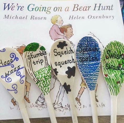 Learning and Exploring Through Play: Sensory Tuff Trays Story Spoons, Book Area, Going On A Bear Hunt, Child Activities, Story Sack, Story Props, Tuff Spot, Bear Hunt, Bear Picnic