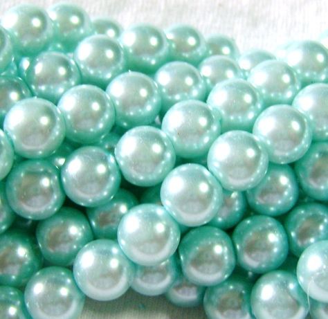 Aqua Blue Glass Pearls Aqua Aesthetic, Chaotic Mind, Mint Aesthetic, Blue Pearls, Dark Cyan, Kpop Journal, Aqua Mint, Shades Of Turquoise, Pretty Colors