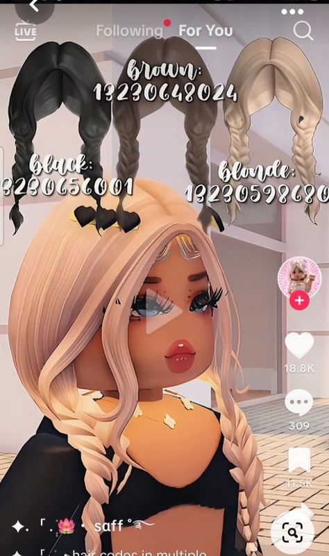 Bloxburg Rp, Roblox Hair Codes, Cute Blonde Hair, Pelo Cafe, Blocksburg Outfit Codes￼, Roblox Hair, Hair Codes, Preppy Kids, Black Hair Roblox