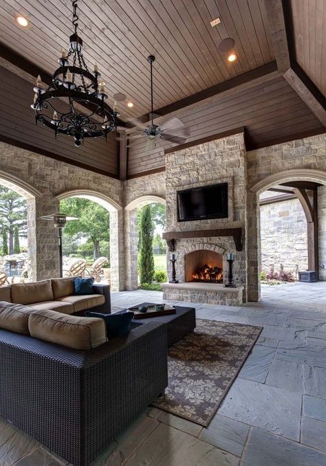 #housegoals #floorplans #houselayout #home #nicehouse #bighouse #home #homeiswhere #exteriordesign #interiordesign #homemakeover #kitchendesign #bathroomdesign #homedecor #homedecorations #homemakeover #rugs #interiordesign #bedroom #bedroomdesigns #laundryroomideas #porch #patio #patioideas Backyard Fireplace Patio, Pergola Metal, French Chateau Style, Chateau Style, Home Theaters, Backyard Fireplace, Sala Grande, Backyard Pavilion, Chateau France