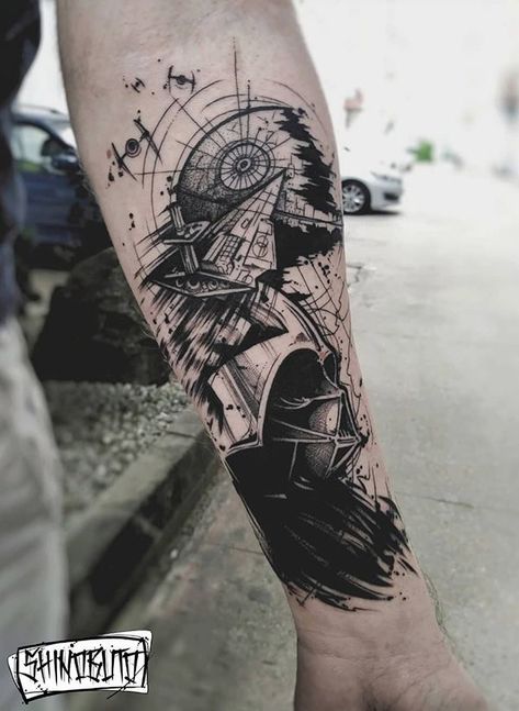 Creative Star Wars Forearm Tattoos For Men Starwars Leg Tattoo, New Forearm Tattoos For Men, Star Wars Forearm Tattoo Men, Tattoo Designs Star Wars, Cobblestone Tattoo, Star Wars Arm Tattoo, Star Wars Forearm Tattoo, Starwars Sleeve Tattoos, Unique Star Wars Tattoo