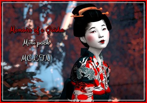 🎐🎎 MEMOIRS OF A GEISHA - MINI PACK 🎎🎐 | ☽ Moonchild ☾ on Patreon Asian Sims, Dark Gums, Geisha Makeup, Geisha Hair, Sims 4 Patreon, Sims 4 Black Hair, Sims 4 Anime, Memoirs Of A Geisha, Sims 4 Cc Makeup