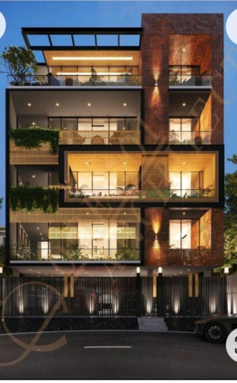 4 Storey Hotel Design, Terraced Building Architecture, Modern Facade Design Buildings, Modern Apartments Exterior, Residential Building Elevation Design, Modern Facade Design Residential, 5 Storey Building Design, Apartment Facade Design Modern, Modern Hotel Exterior